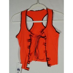 Do My Self Crop Top Trendy Design Orange Black Lace Front Woman Size Small